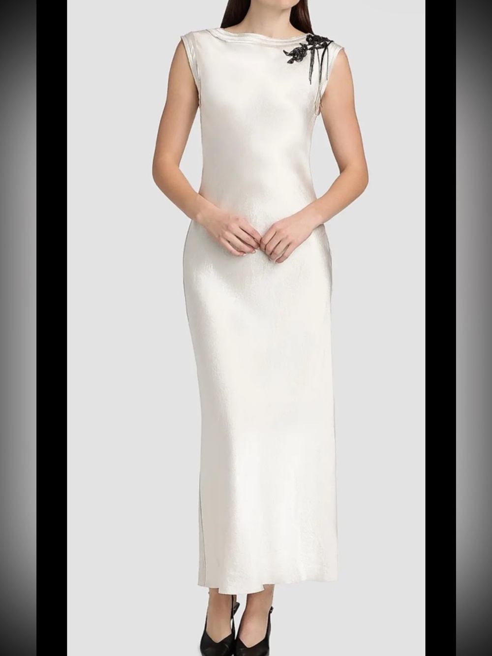 Jason WuCollectionEmbellished Washed-Twill SatinCap-Sleeve Gown,sz14,new,oyster